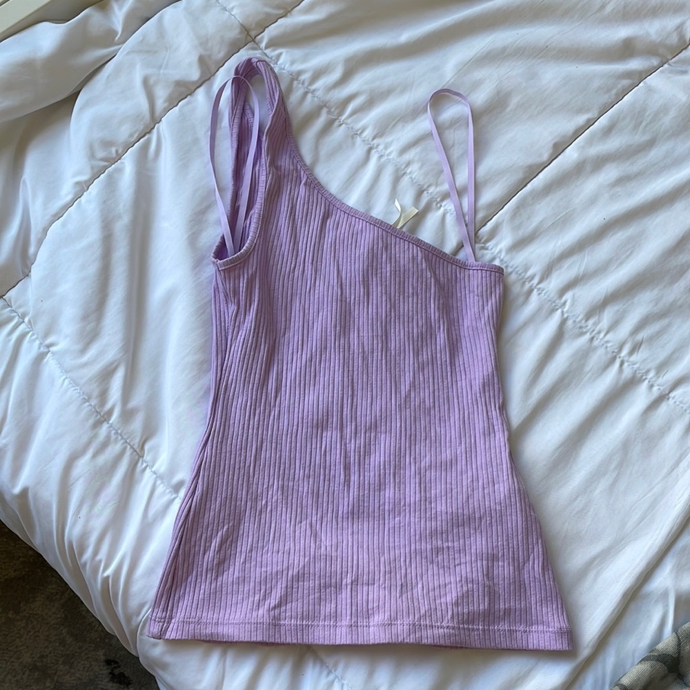 Anthropologie XS One Shoulder Lilac Tank